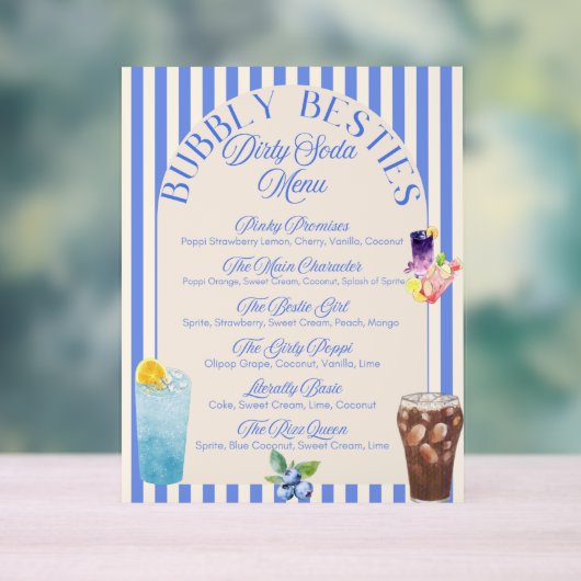 Aangepast menu met vuile frisdrank | Afdrukbare So Acryl Bord (Neutraal)