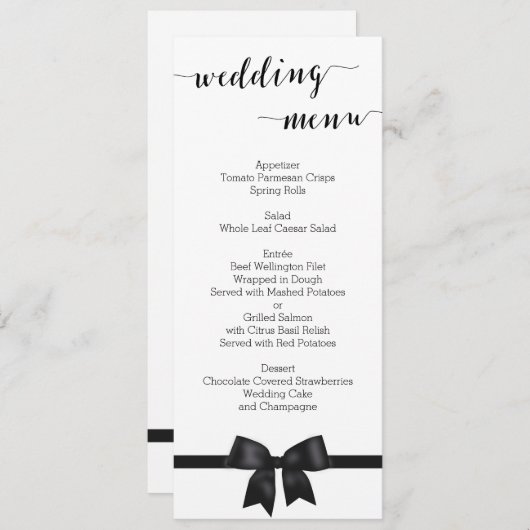 Aangepast menu voor zwart-wit bruiloft met blokje (Voorkant / Achterkant)