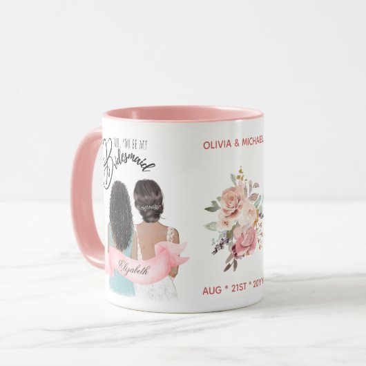 Aangepast merk bruidsmeisje voorstel bruids partij mok (Voorkant links)