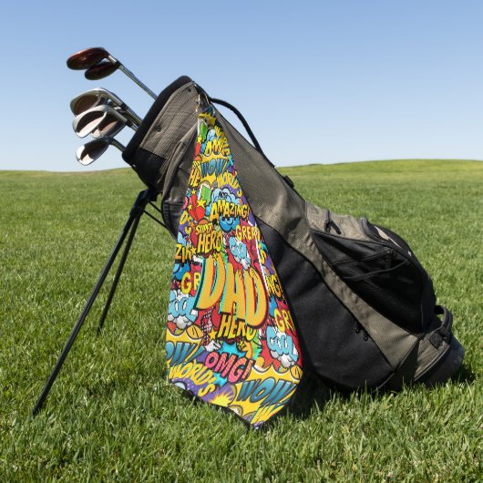 Aangepast merk DAD Gift - Comic Superhero Fun Name Golfhanddoek (Groen)