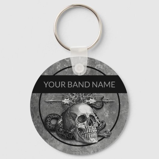 Aangepast merk Merch Skull Rock Musicus Sleutelhanger (Voorkant)