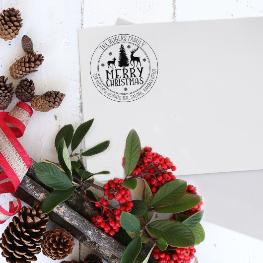 Aangepast Merry Christmas Deer Retouradres Rubberstempel