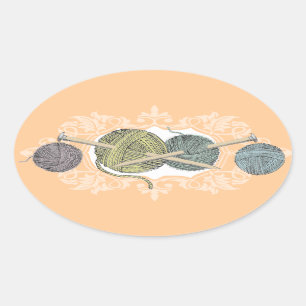Aangepast met de hand getekende breinnaaldgaren ovale sticker
