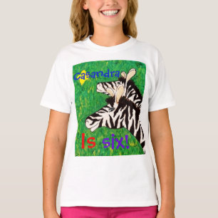 Aangepast met naam/"is 6"-verjaardag met Zebra T-shirt