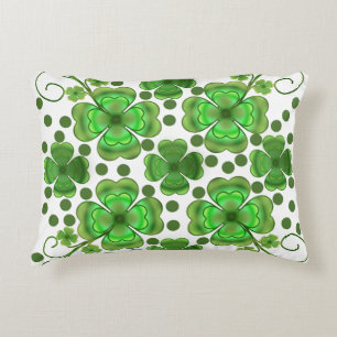 Aangepast Metallic Groen Klaver & Spiraalpatroon Accent Kussen