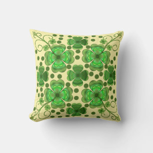 Aangepast Metallic Groen Klaver & Spiraalpatroon Kussen