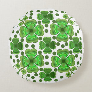 Aangepast Metallic Groen Klaver & Spiraalpatroon Rond Kussen