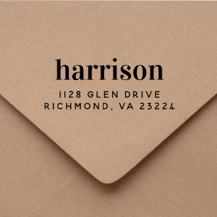 Aangepast minimaal modern retouradres voor typogra 	rubberstempel