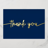 Aangepast minimaal modern script Navy Blue Bedankt Folie Feestdagenkaart (Voorkant)