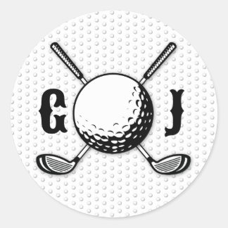Aangepast minimalistisch golf monogram ontwerp ronde sticker