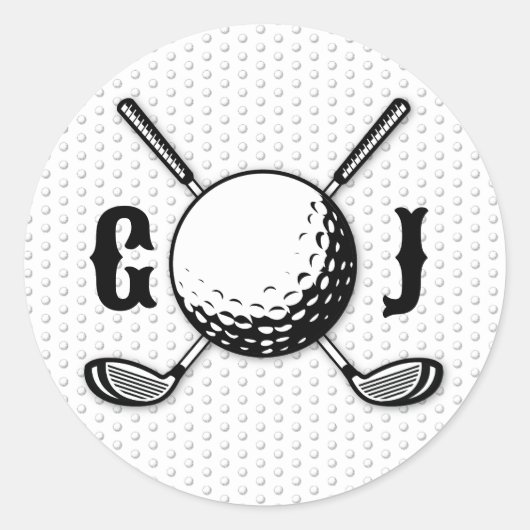Aangepast minimalistisch golf monogram ontwerp ronde sticker (Voorkant)