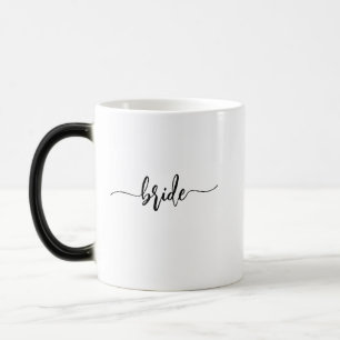 Aangepast minimalistisch schrift bruid naam trouwk magische mok