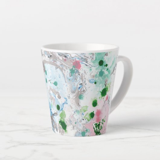 Aangepast modern Abstract roze blauw groen wit Latte Mok (Rechterhoek)