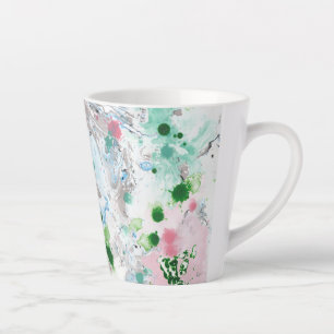 Aangepast modern Abstract roze blauw groen wit Latte Mok
