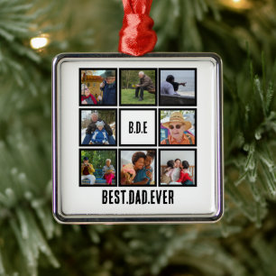 Aangepast modern BDE Beste pap ooit 8 Foto collage Metalen Ornament