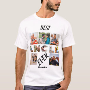 Aangepast modern Best oom Ever 10 Foto Collage T-shirt