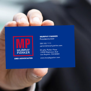 Aangepast modern blauw rood monogram Logo Visitekaartje