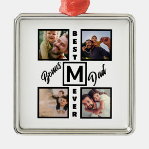 Aangepast modern bonus pa Stepdad 4 Foto Collage Metalen Ornament