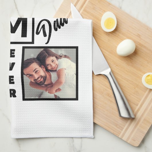 Aangepast modern bonus pa Stepdad 4 Foto Collage Theedoek (Quarter Fold)