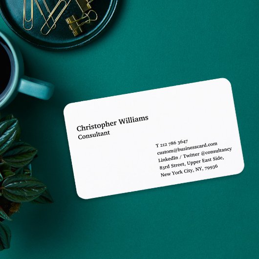 Aangepast, modern, eenvoudig, wit minimalistisch visitekaartje