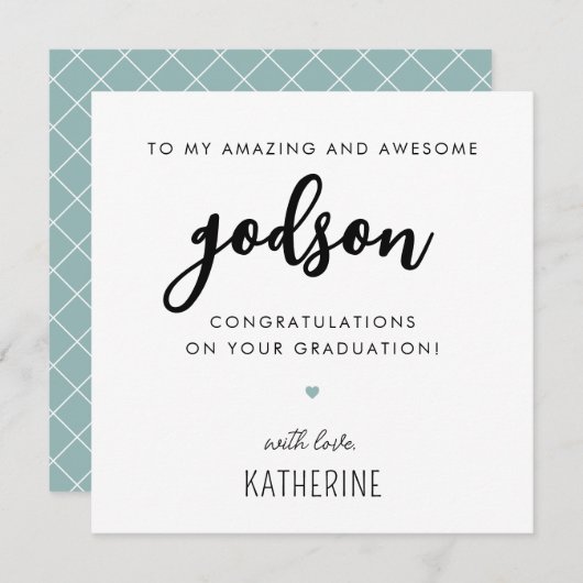 Aangepast modern en Schattige Godson Afstuderen Kaart (Voorkant / Achterkant)