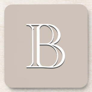 Aangepast modern gemerkt initiaal beige wit bier onderzetter