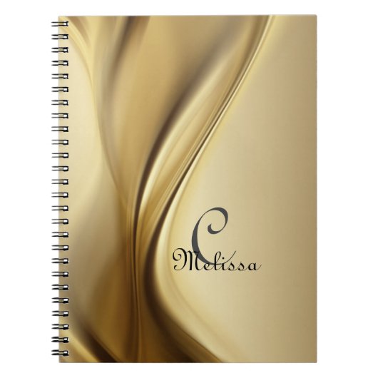 Aangepast modern Gold Monogram Name Notitieboek (Voorkant)