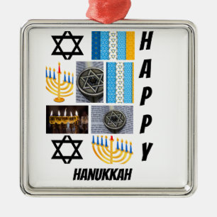 Aangepast Modern Hanukkah 9 Foto Collage Metalen Ornament