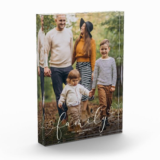 Aangepast modern hartscript voor familie fotoblokken (Links)