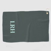 Aangepast Modern Initiaal Eenvoudig Monogram Groen Golfhanddoek (Horizontaal)