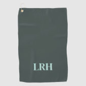 Aangepast Modern Initiaal Eenvoudig Monogram Groen Golfhanddoek (Voorkant)