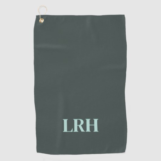 Aangepast Modern Initiaal Eenvoudig Monogram Groen Golfhanddoek (Voorkant)