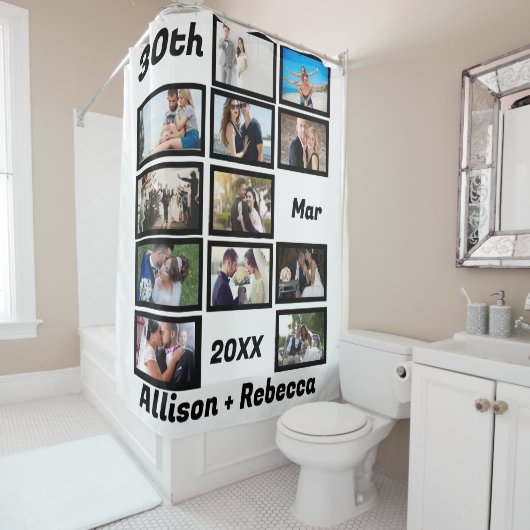 Aangepast modern Jubileum 12 Foto Douchegordijn (In situ)