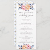 Aangepast modern menu Floral Weddenschap (Voorkant / Achterkant)