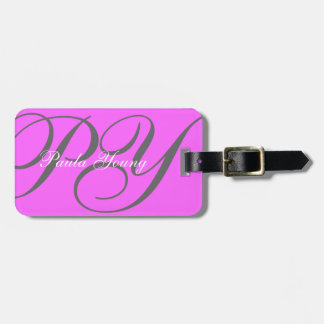 Aangepast modern monogram 2 (roze) bagagelabel