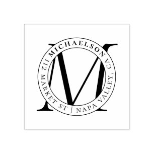 Aangepast Modern Monogram   Achternaam Retouradres Rubberstempel