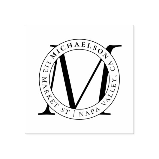 Aangepast Modern Monogram | Achternaam Retouradres Rubberstempel (Afrduk)