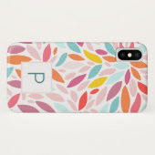 Aangepast modern mozaïekmonogram Blauwgroen roze Case-Mate iPhone Case (Achterkant (horizontaal))