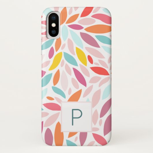 Aangepast modern mozaïekmonogram Blauwgroen roze Case-Mate iPhone Case (Achterkant)