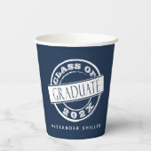 Aangepast modern Navy Blue Afstuderen Papieren Bekers (Achterkant)