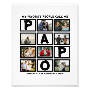 Aangepast modern opa Papo 8 fotocollage Foto Afdruk