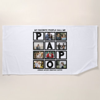 Aangepast modern opa Papo 8 fotocollage Strandlaken