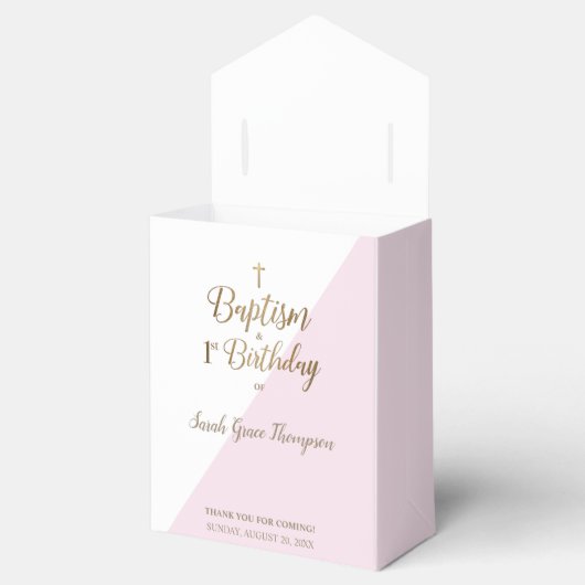 Aangepast modern roze goudvormig vierkant bedankdoosjes (Geopend)