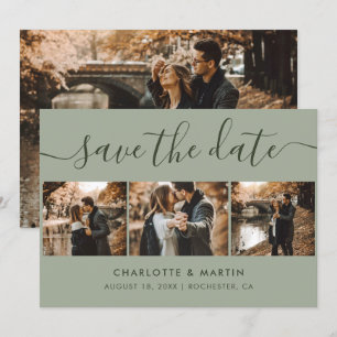 Aangepast modern Sage Green Wedding 4 Foto Save The Date