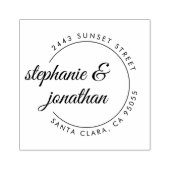 Aangepast modern Script Circular Return-adres Rubberstempel (Afrduk)