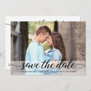 Aangepast modern script Verloving Foto eenvoudig Save The Date