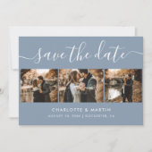 Aangepast modern usty Blue Weddenschap 4 Foto Save The Date (Voorkant)