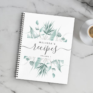 Aangepast modern Waterverf Greenery Script Recipe Notitieboek