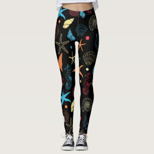 Aangepast modern zeepaardpatroon, zeepijp en schel leggings