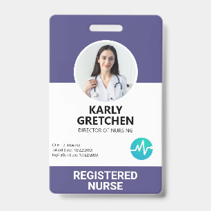 Aangepast modern ziekenhuis - Paars foto-ID Badge